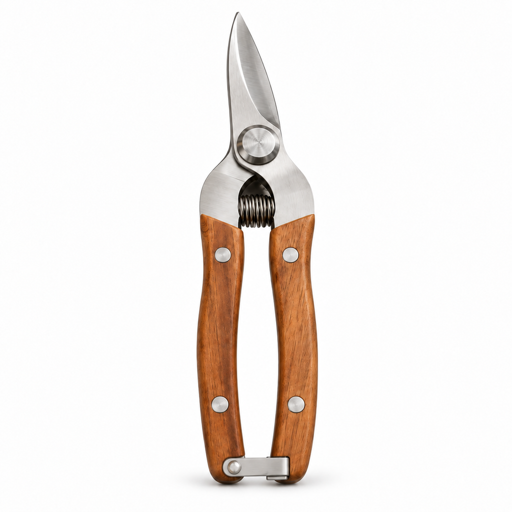 Steel Pruning Shears with Wooden Handles