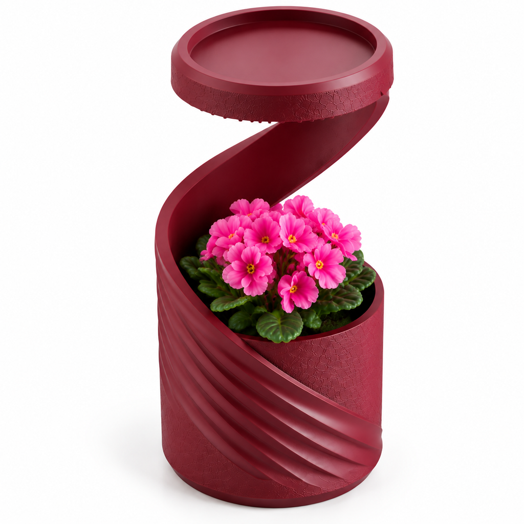 Burgundy Red PLA Self Watering Indoor Planter